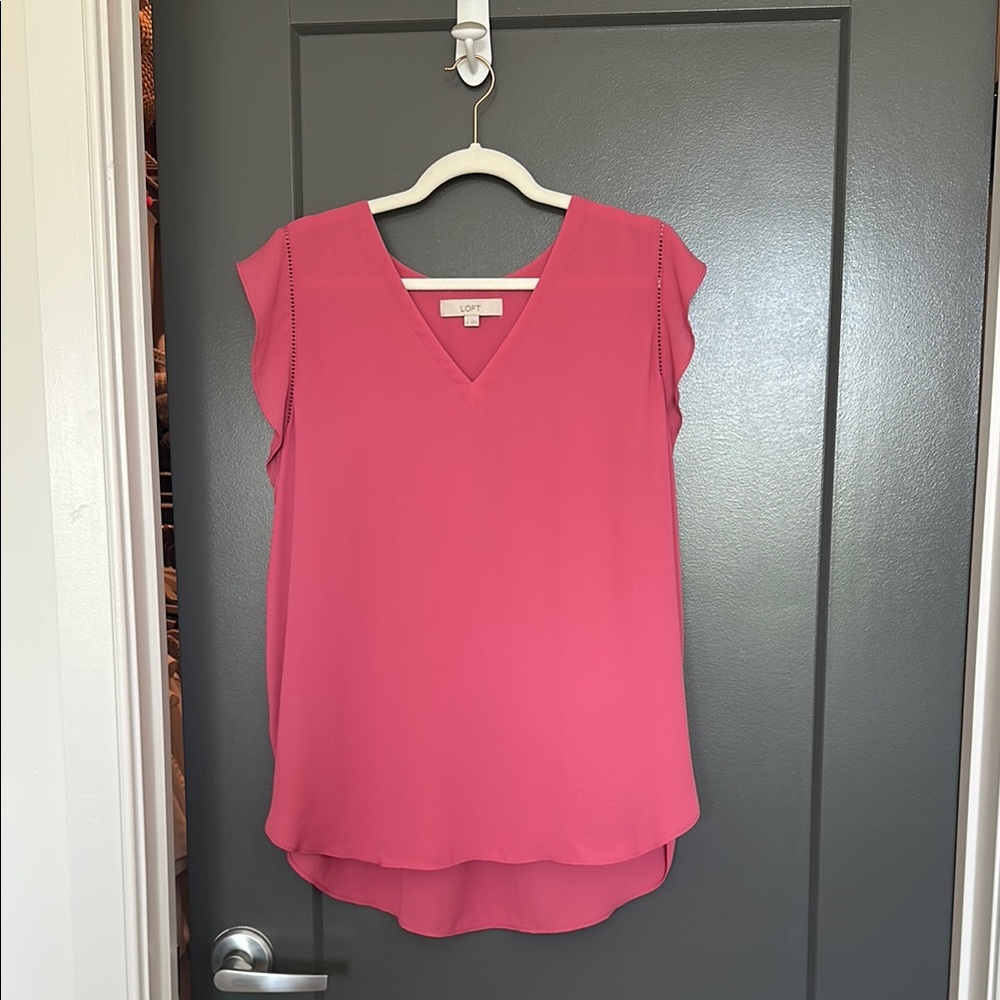 LOFT Pink Cap Sleeve Blouse